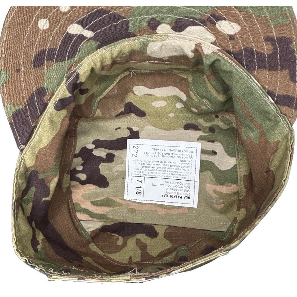 US Military OCP Patrol Cap Hat Camo Multicam Major Rank Garza Sekri 7 1/8 - Picture 10 of 12